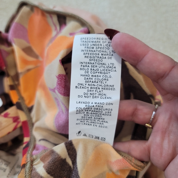 NEW SPEEDO Orange And Brown Floral One Piece Swimsuit Size 18 Vintage - Picture 4 of 13